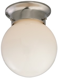 Boston Harbor Single Light Ceiling Fixture, 120 V, 60 W, 1-Lamp, A19 or CFL Lamp, Brushed Nickel Fixture